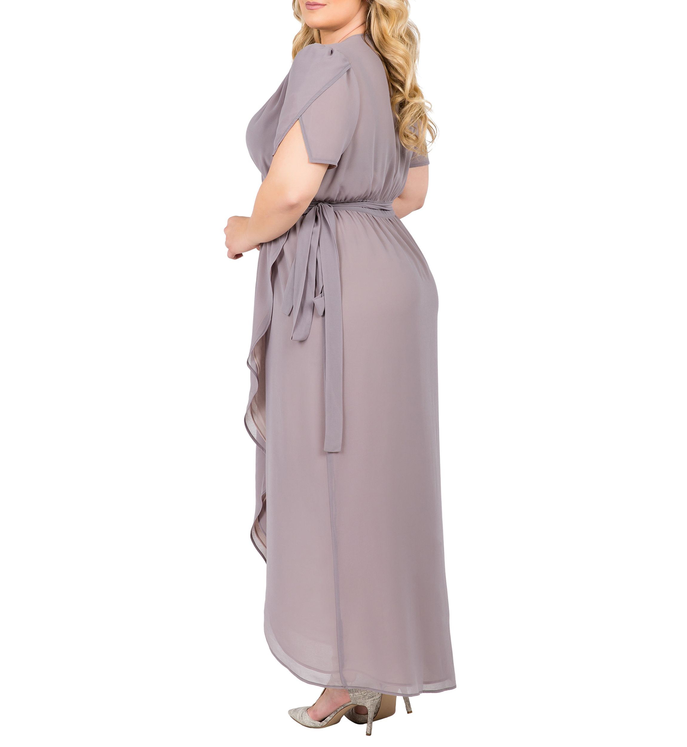 Standards & Practices Womens Plus Size Pink Floral Short Sleeve V-Neck Wrap Dress Maxi Length