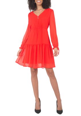 Standards And Practices Women's Printed Prairie Tiered Dress, Orange, Medium -  0809666421125