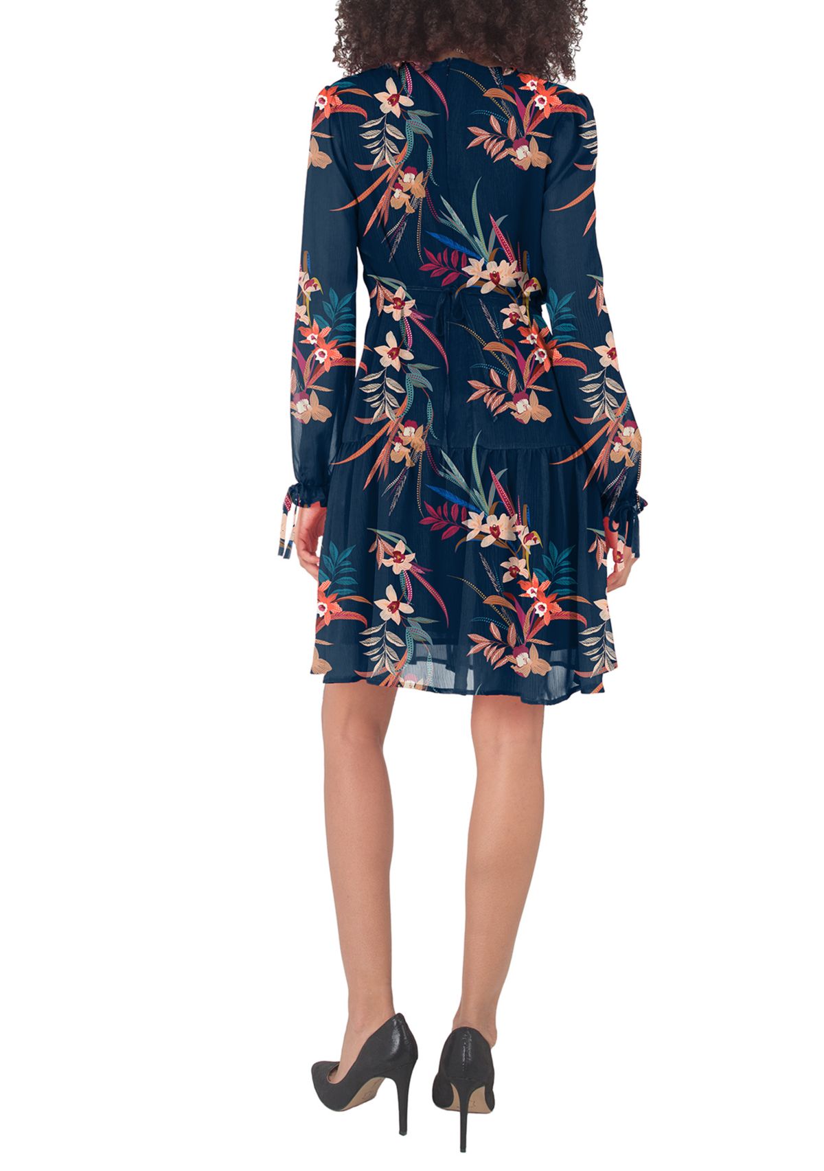 Womens Chiffon LS A Line Dress