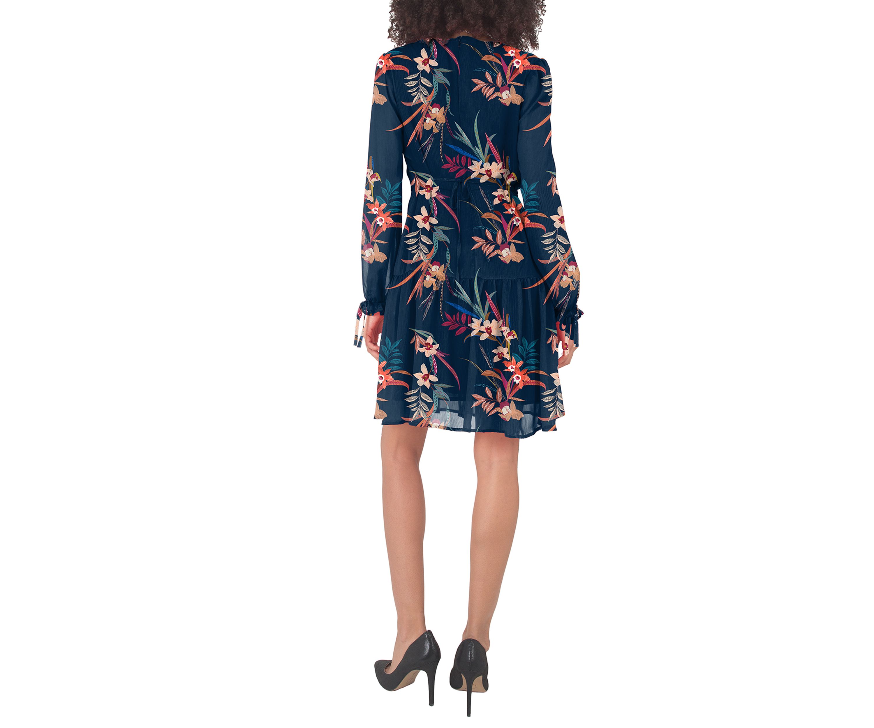 Womens Chiffon LS A Line Dress