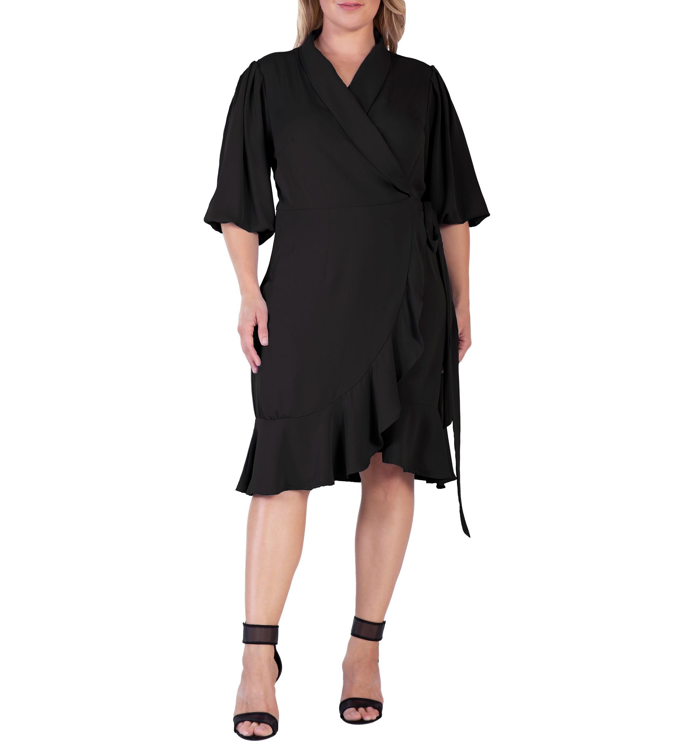 Ruffle Wrap Midi Dress