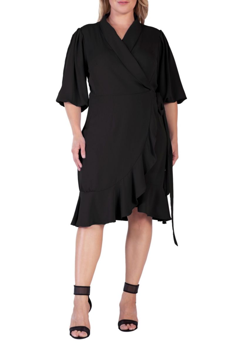Ruffle Wrap Midi Dress