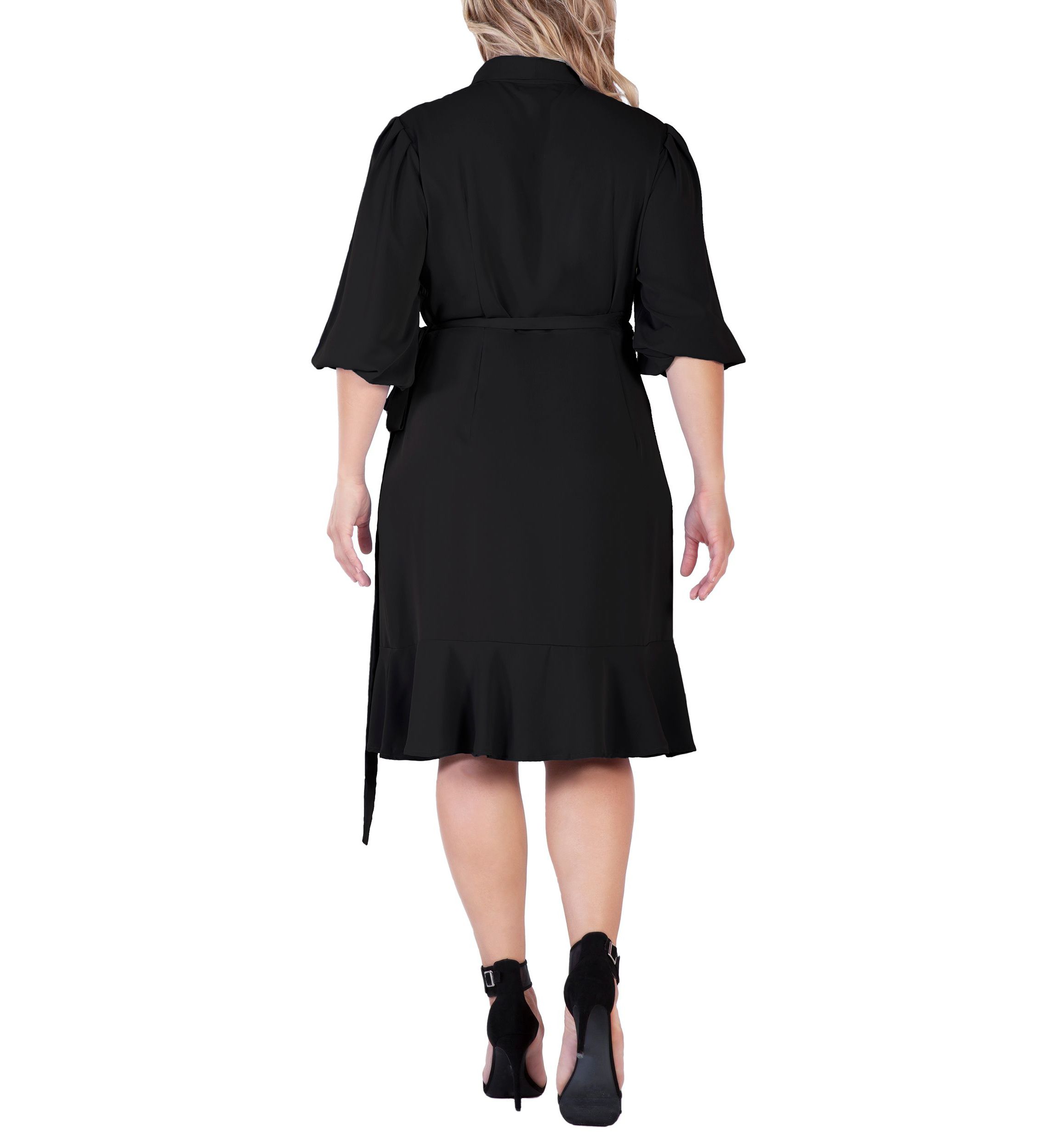 Ruffle Wrap Midi Dress