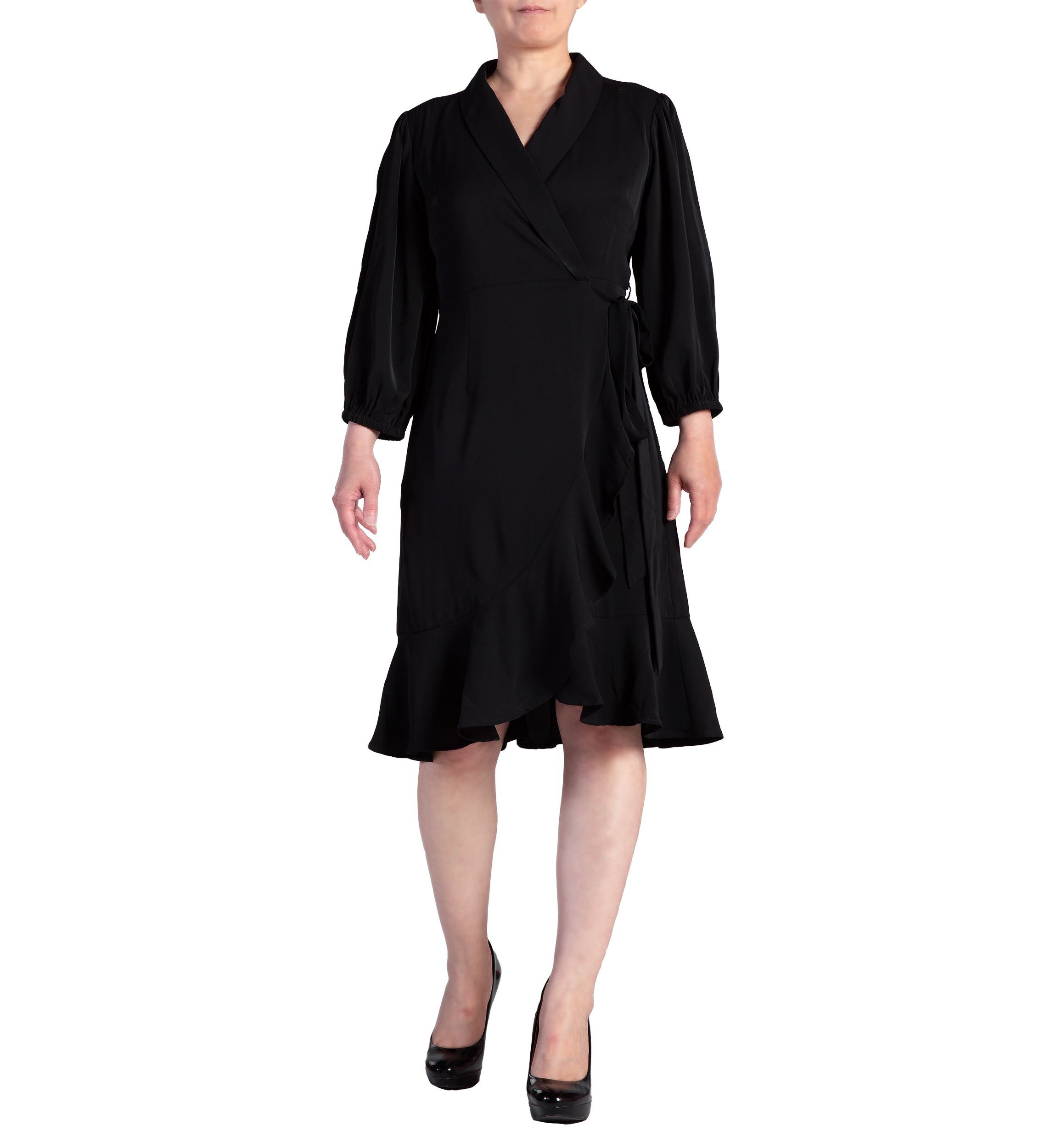 Ruffle Wrap Midi Dress