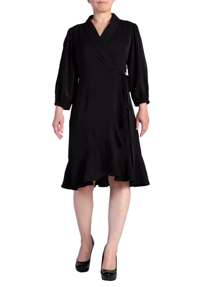 Ruffle Wrap Midi Dress