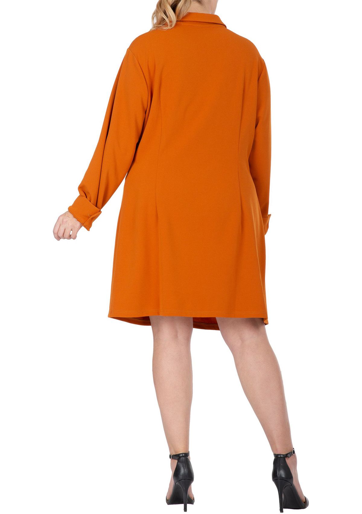 Women  Plus Size  Ruched Front  Buttoned Down Mini Shirt Dress