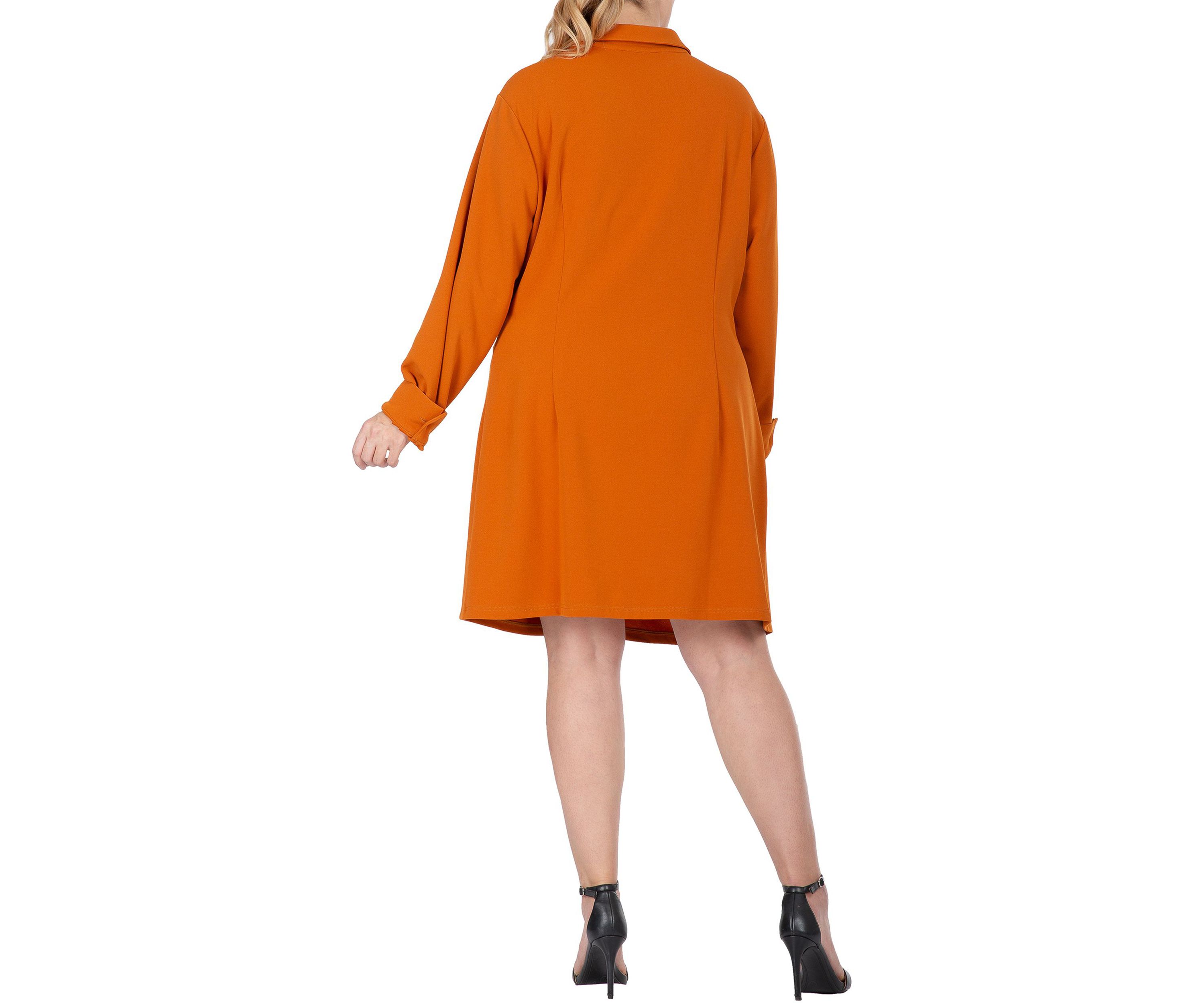 Women  Plus Size  Ruched Front  Buttoned Down Mini Shirt Dress