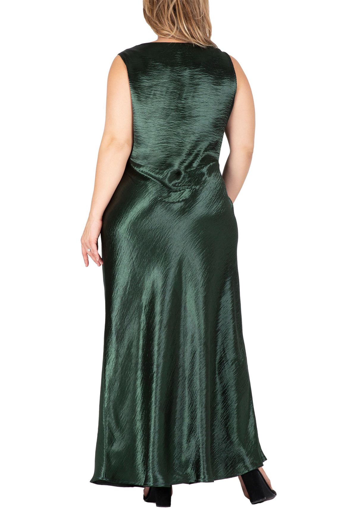 Womens Plus Size Cowl Neck A-line Sleeveless Maxi Dress