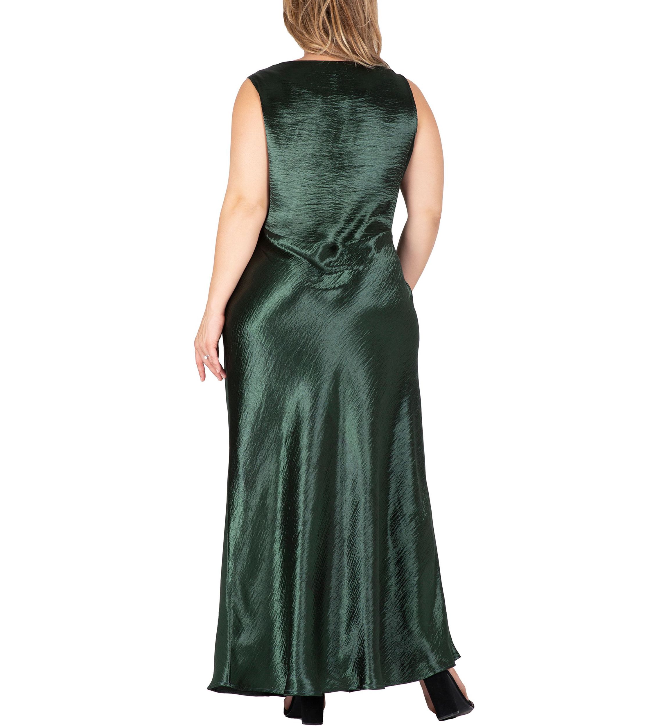 Womens Plus Size Cowl Neck A-line Sleeveless Maxi Dress
