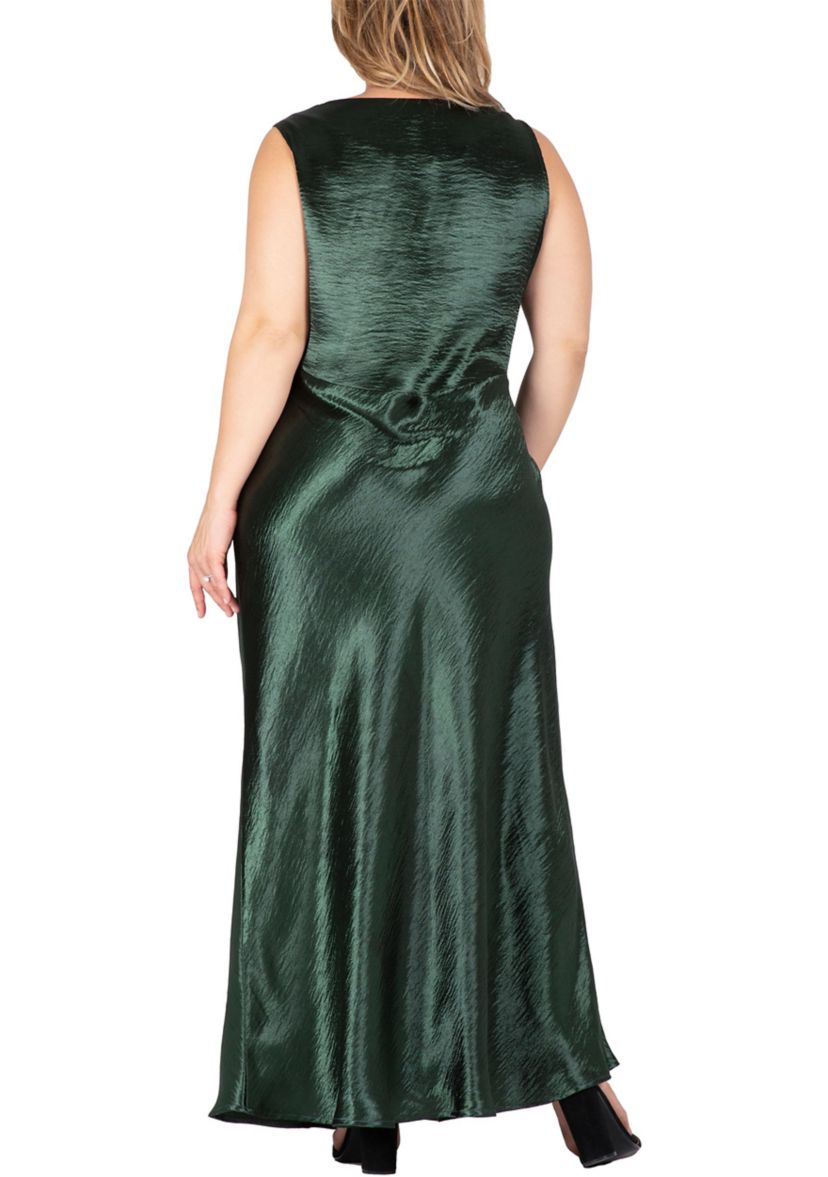 Womens Plus Size Cowl Neck A-line Sleeveless Maxi Dress