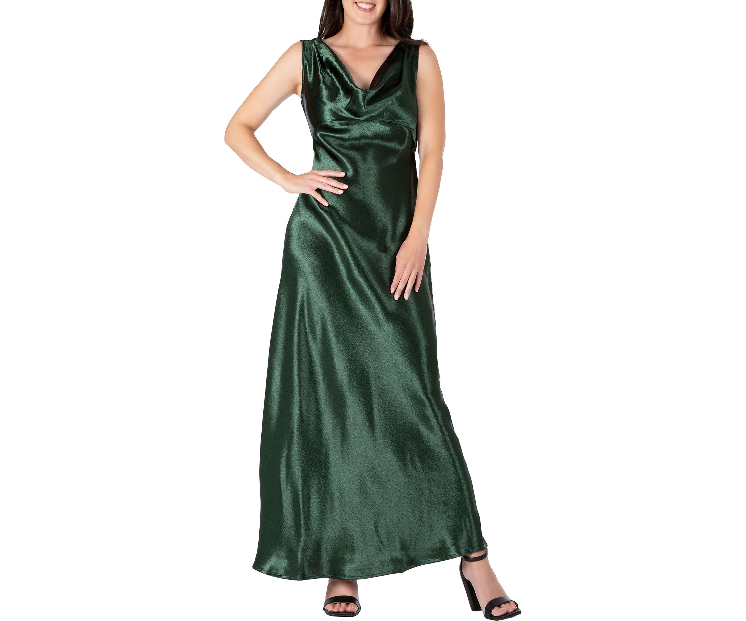 Womens Cowl Neck A-line Sleeveless Maxi Dress