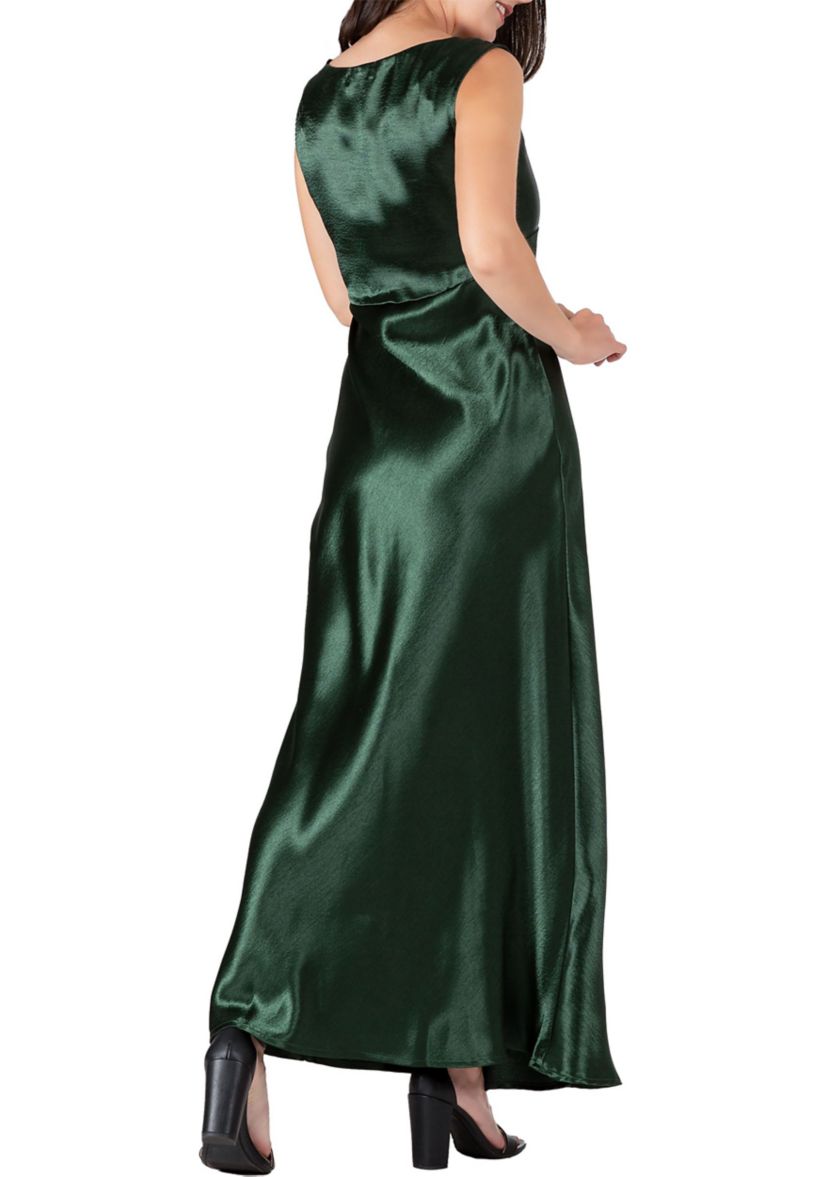 Womens Cowl Neck A-line Sleeveless Maxi Dress