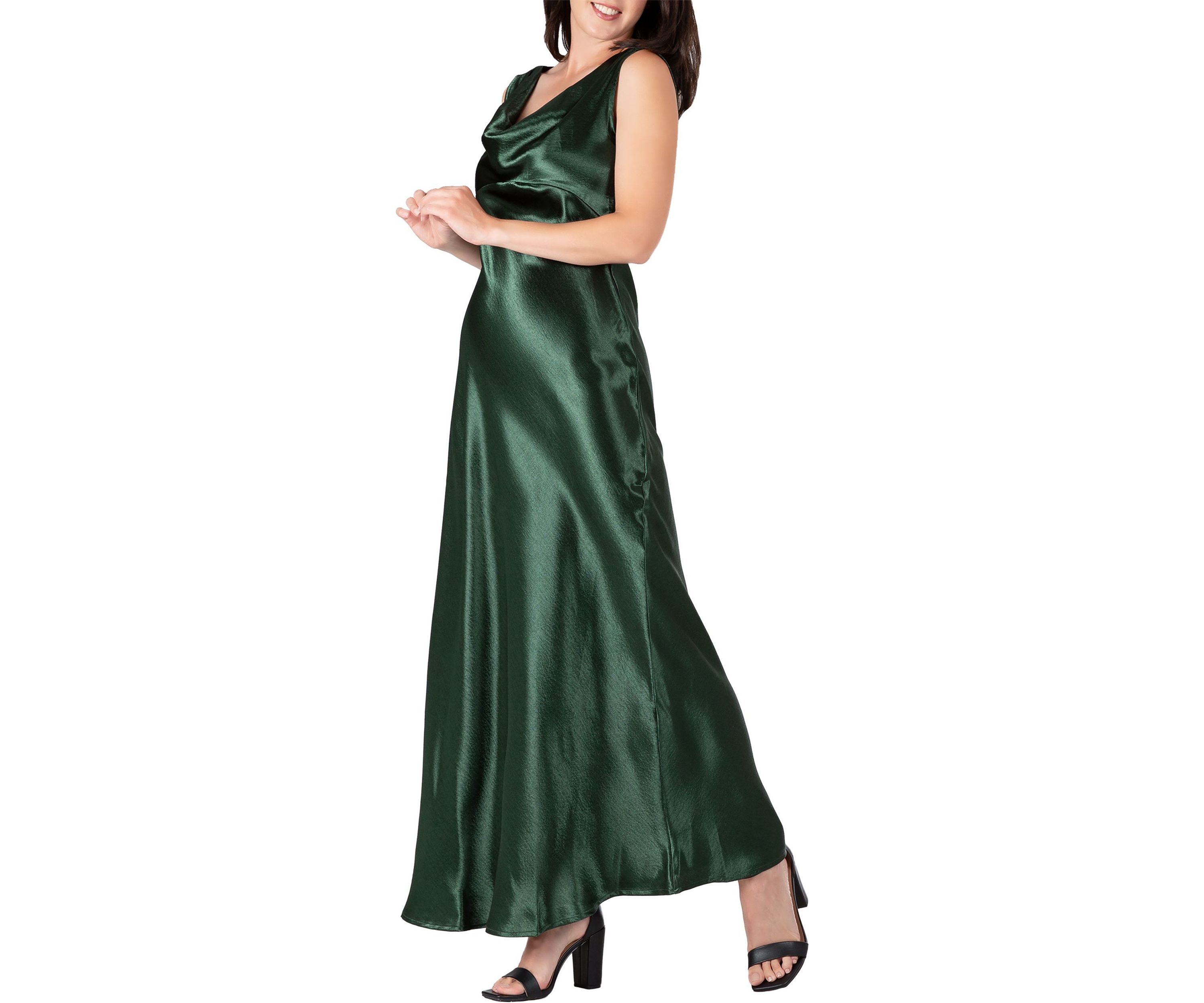 Womens Cowl Neck A-line Sleeveless Maxi Dress