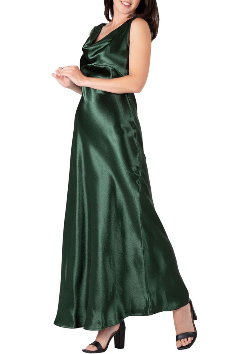 Womens Cowl Neck A-line Sleeveless Maxi Dress