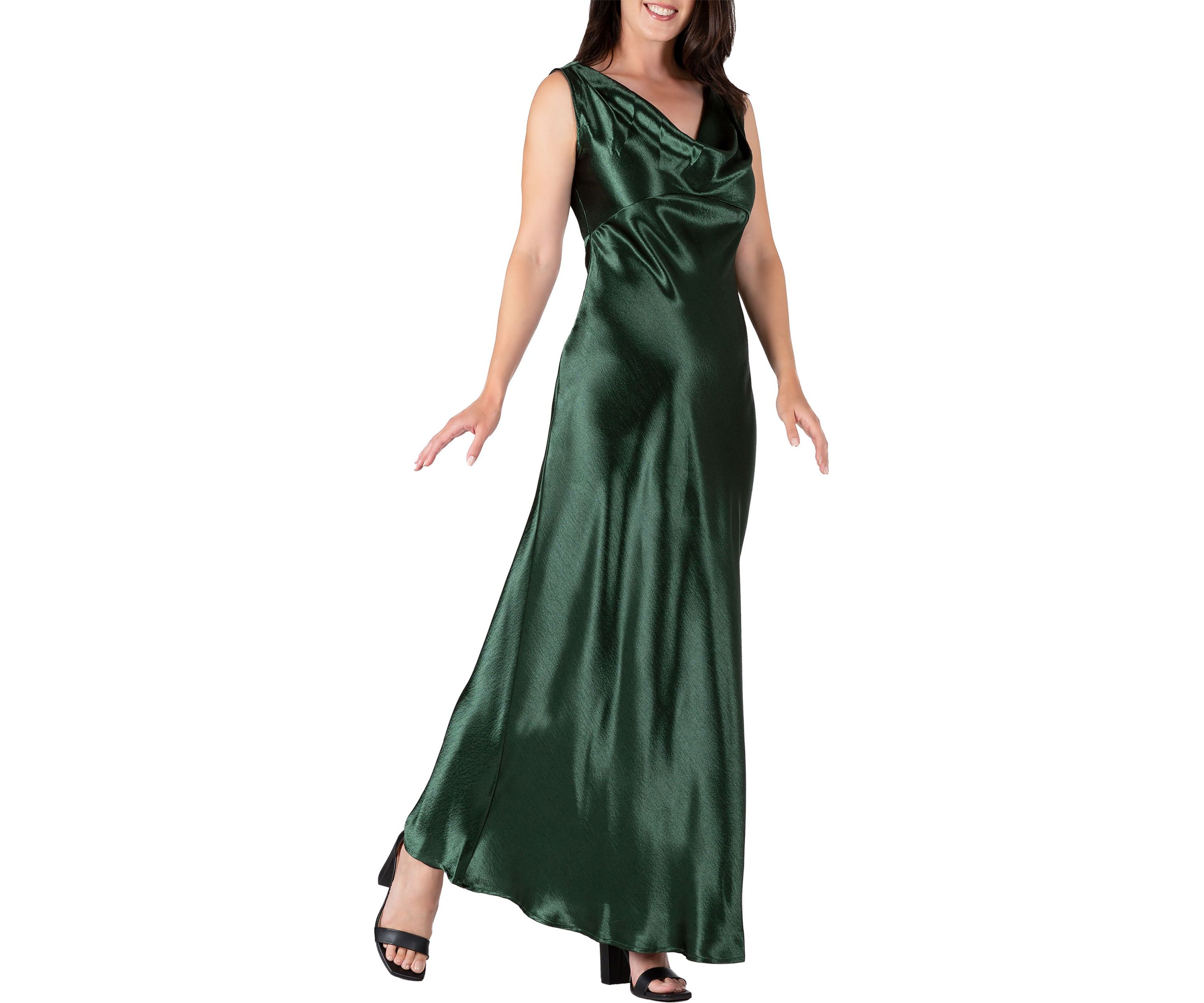 Womens Cowl Neck A-line Sleeveless Maxi Dress