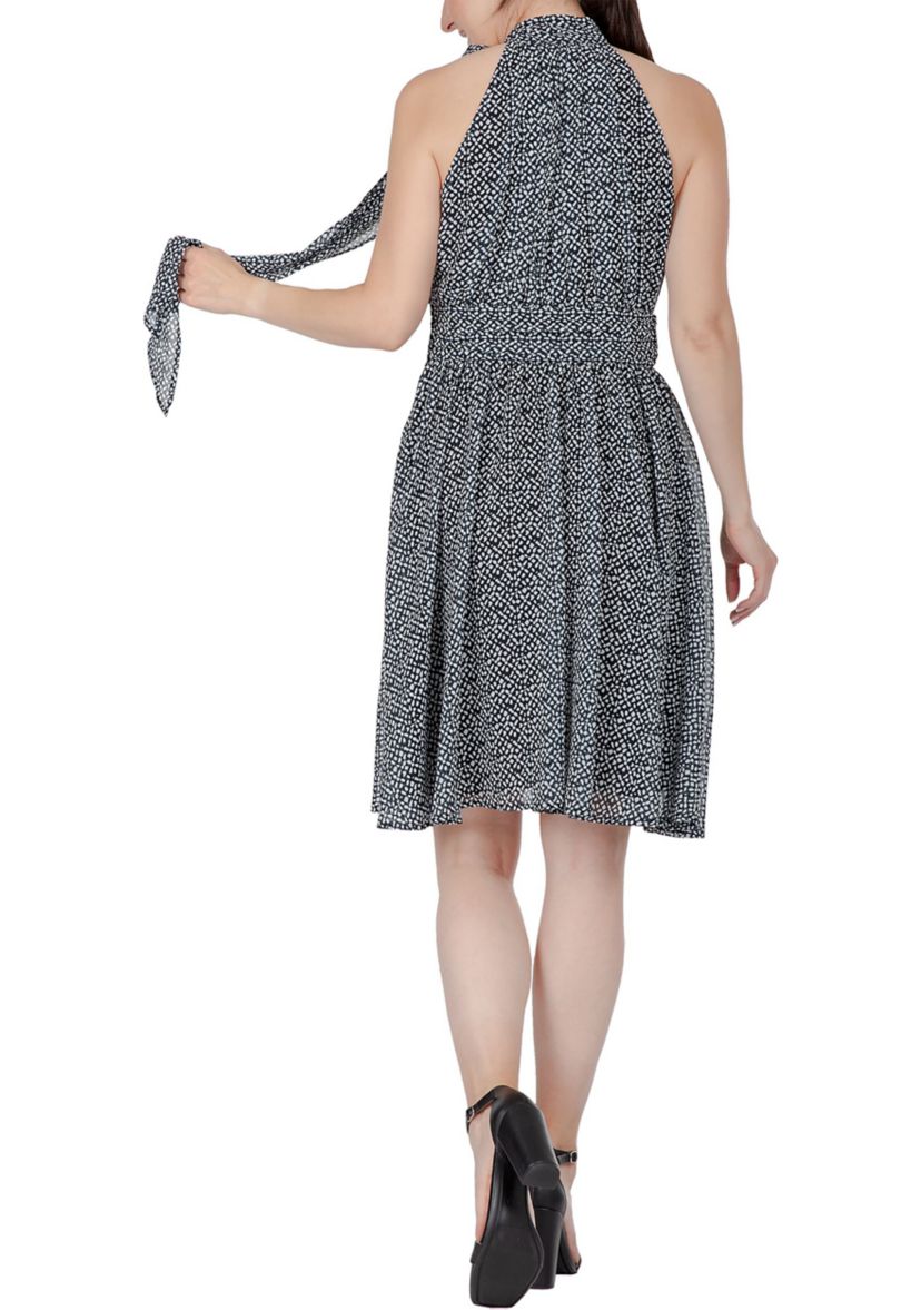 Women Flouncy Halter Neck Tie Mini Dress