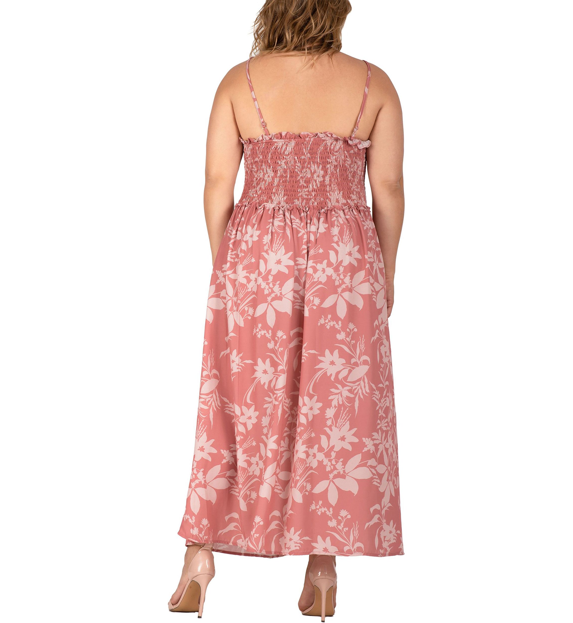 Women Plus Size Spaghetti Strap Smocked Bodice Maxi Dress