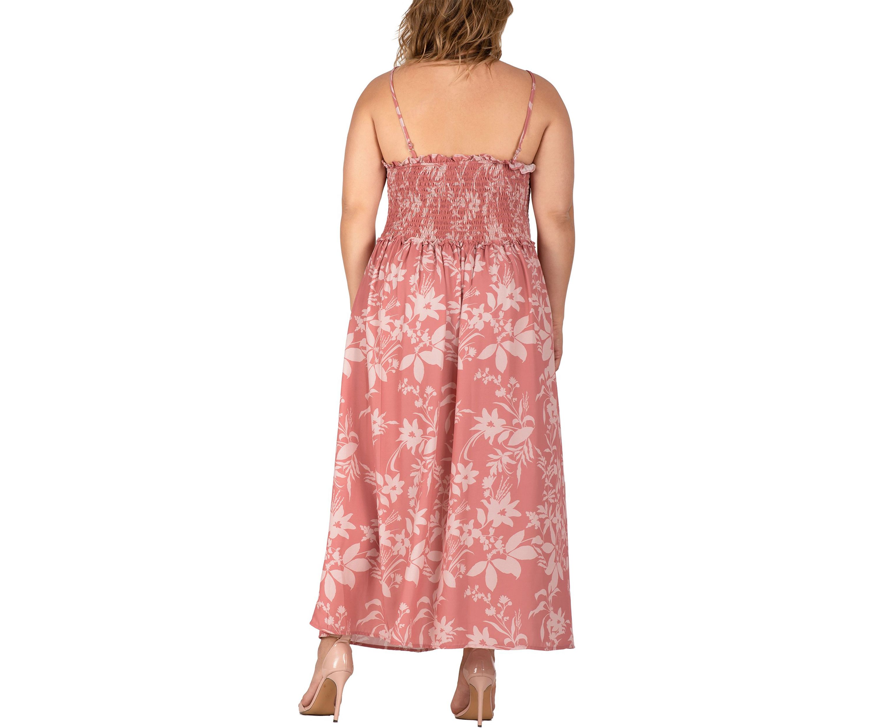 Women Plus Size Spaghetti Strap Smocked Bodice Maxi Dress