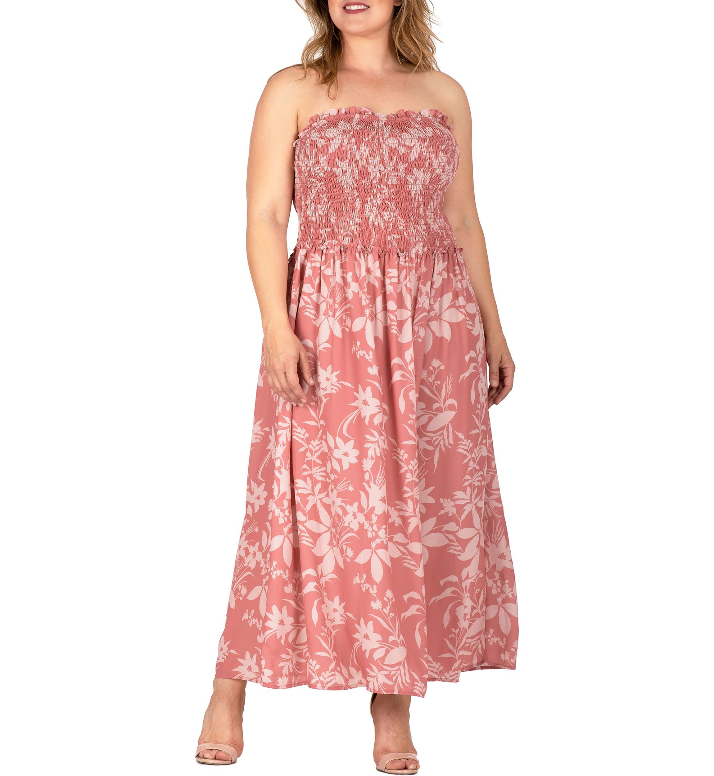 Women Plus Size Spaghetti Strap Smocked Bodice Maxi Dress