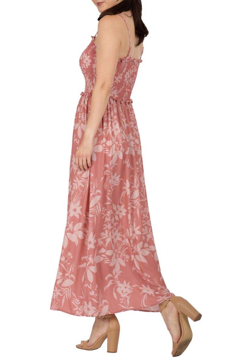 Women Spaghetti Strap Smocked Bodice Maxi Dress