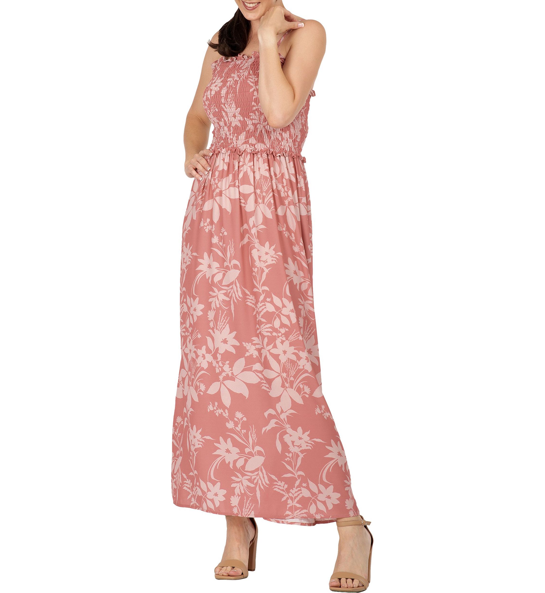 Women Spaghetti Strap Smocked Bodice Maxi Dress
