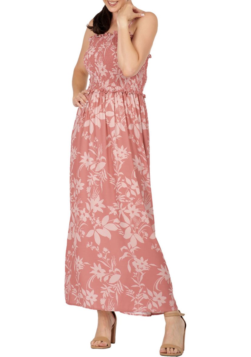Women Spaghetti Strap Smocked Bodice Maxi Dress