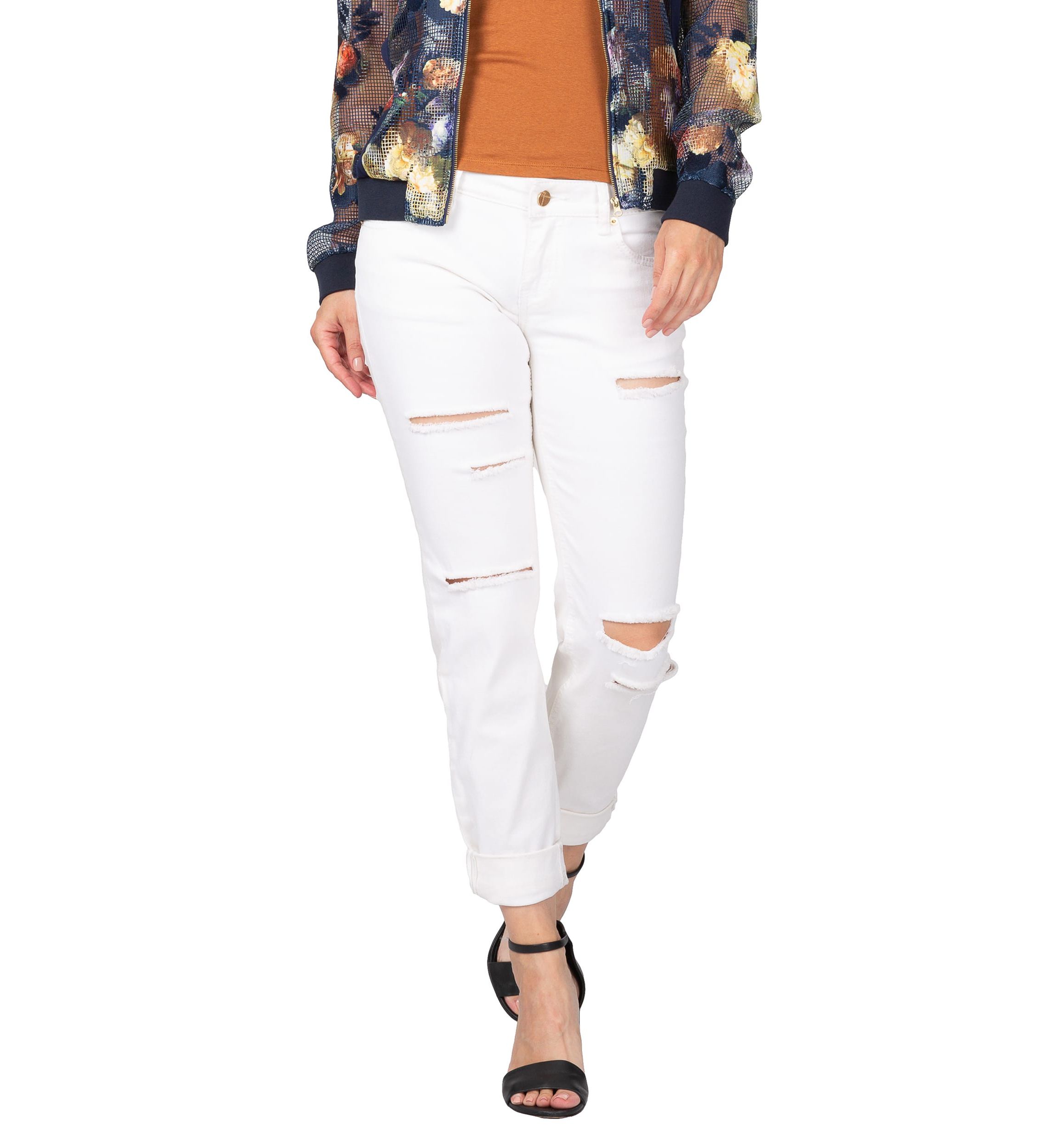 White Distressed Skinny Boyfriend Premium Jeans