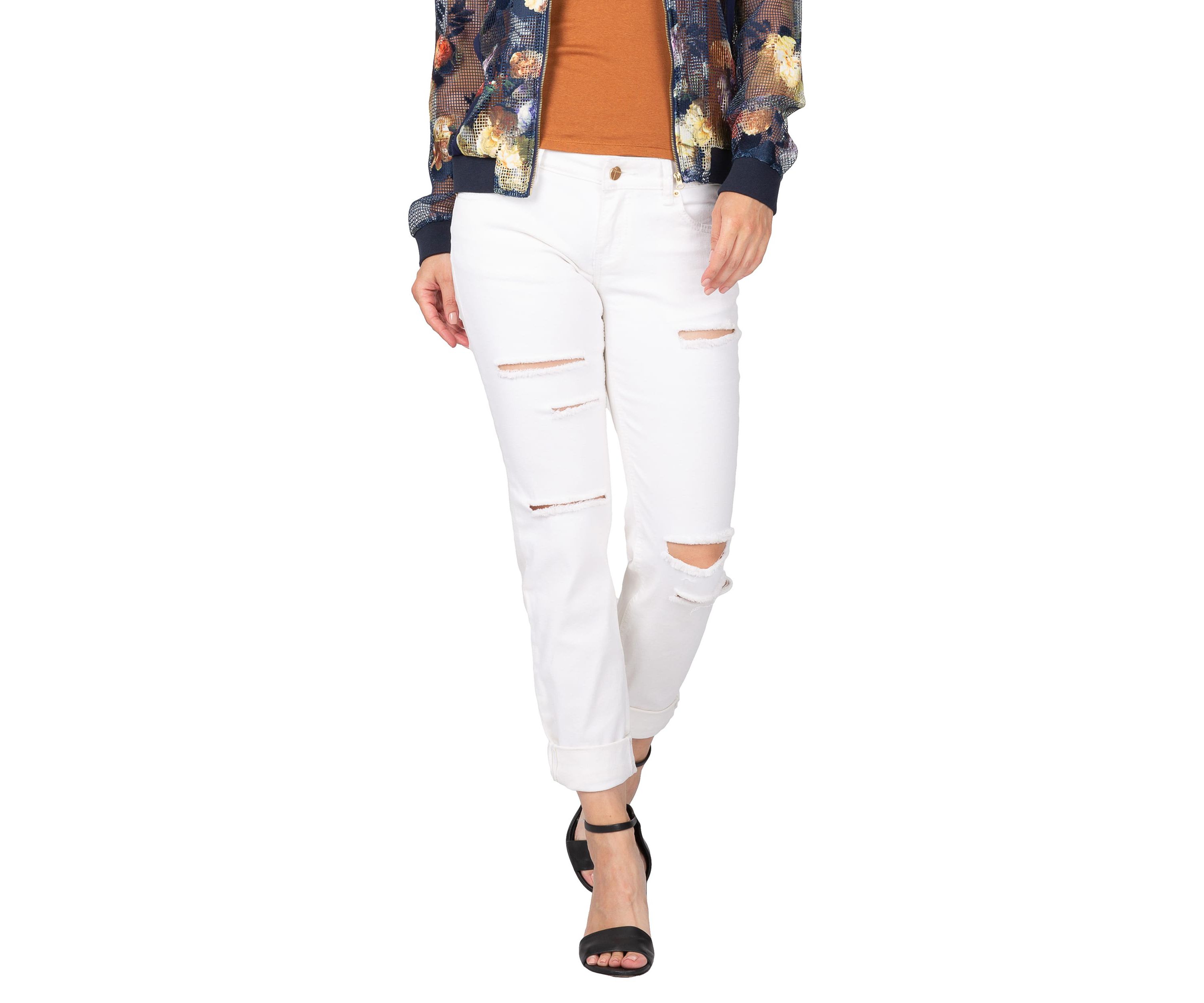 White Distressed Skinny Boyfriend Premium Jeans