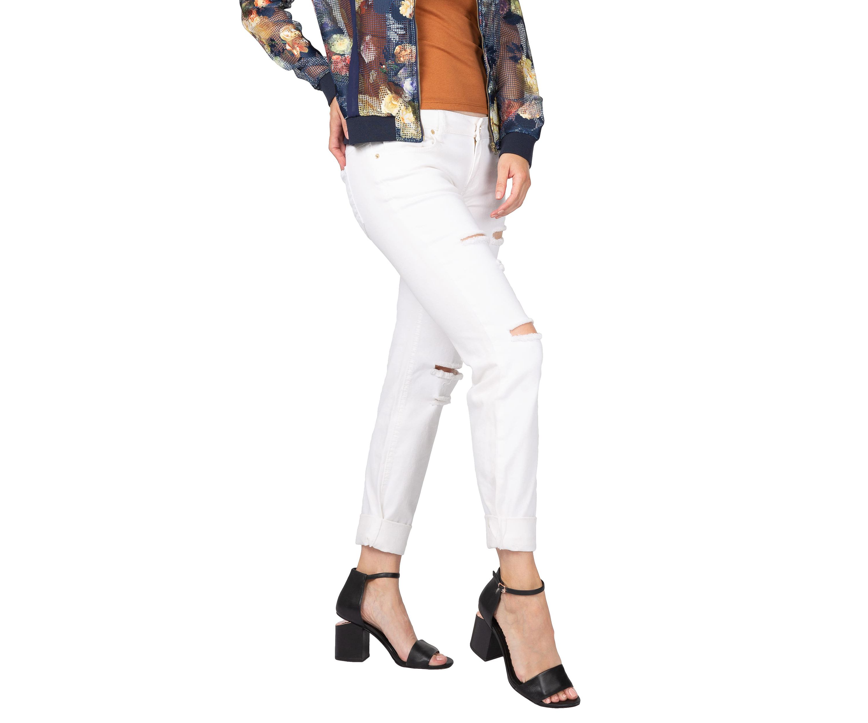 White Distressed Skinny Boyfriend Premium Jeans