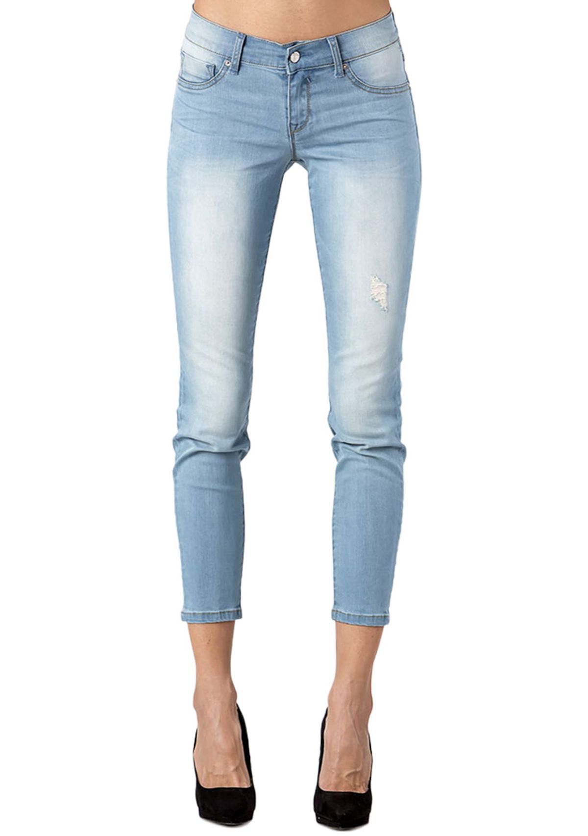 Light Distressed Ankle Skinny Jeans