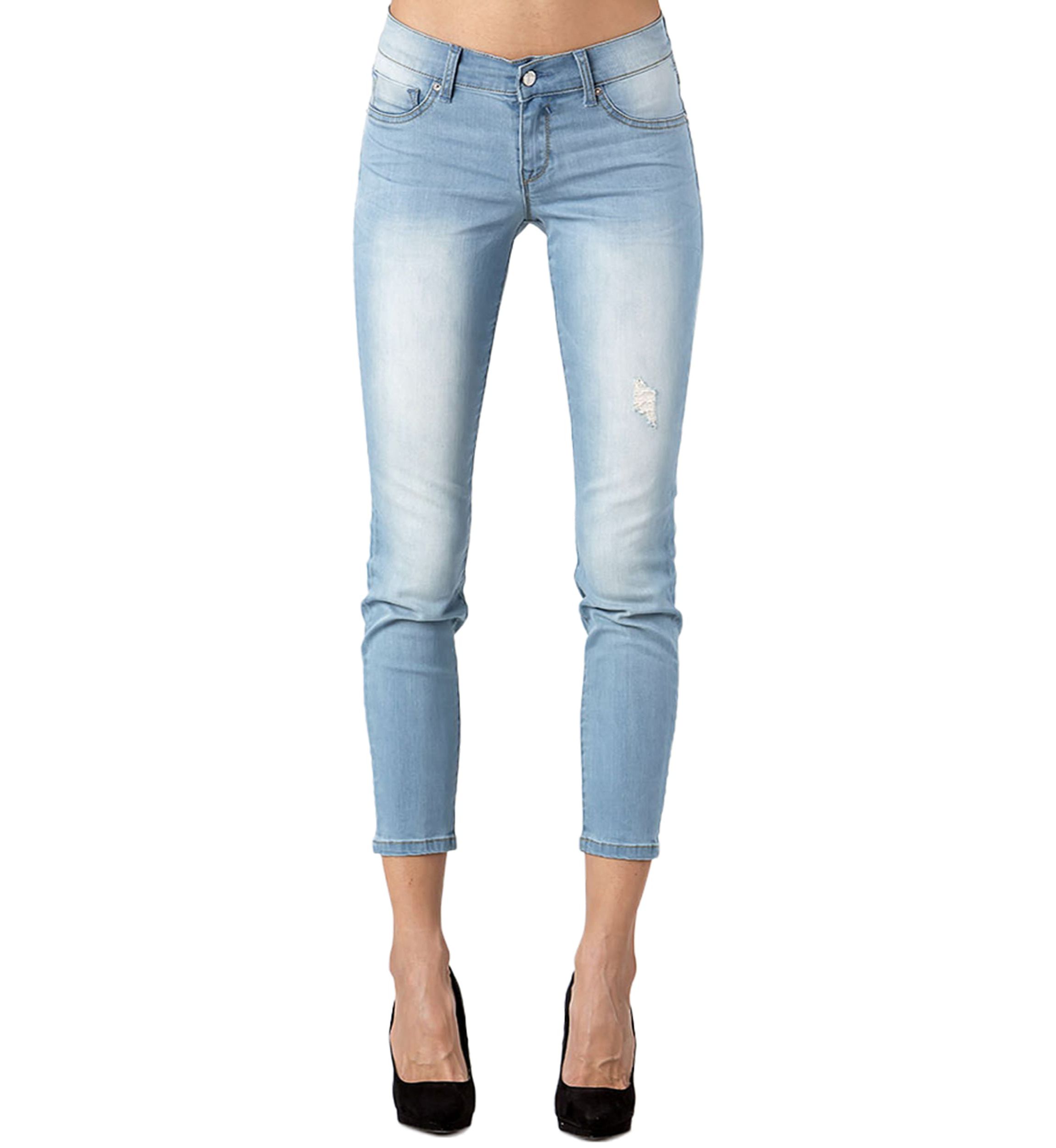 Light Distressed Ankle Skinny Jeans