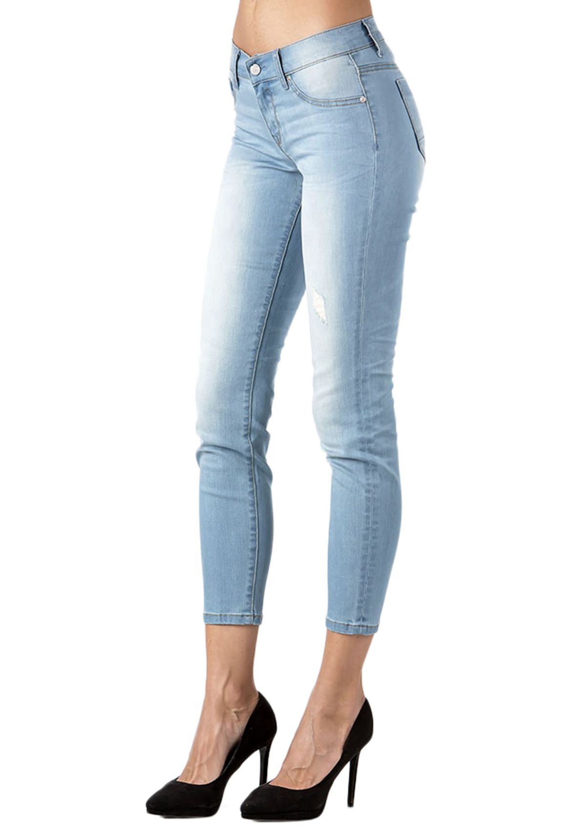 Light Distressed Ankle Skinny Jeans
