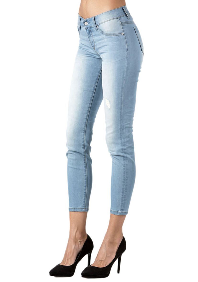 Light Distressed Ankle Skinny Jeans
