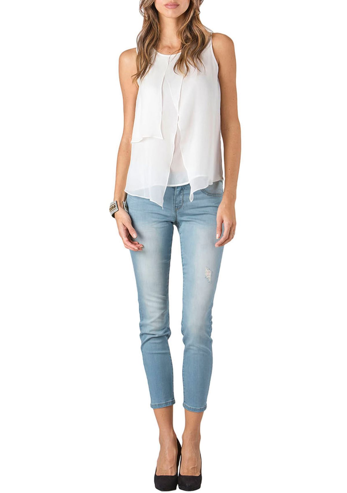 Light Distressed Ankle Skinny Jeans