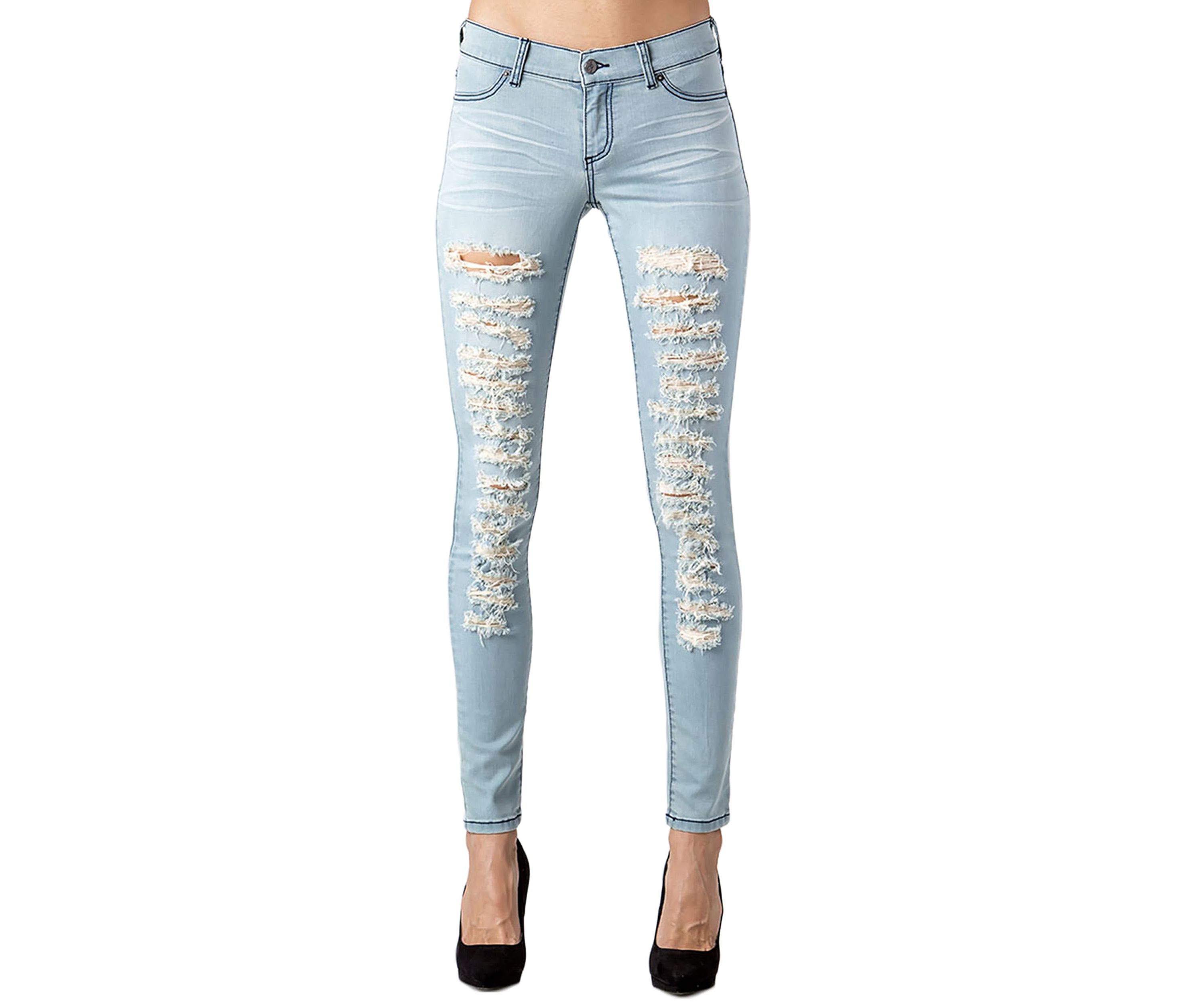 Light Wash Slashed Destroyed Jeans