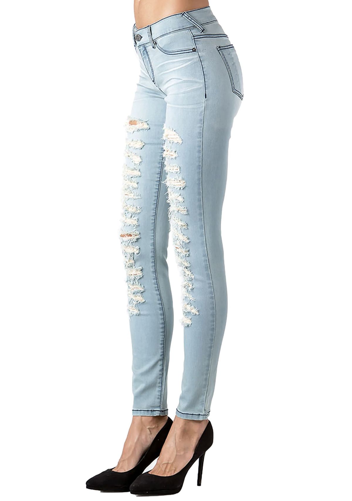 Light Wash Slashed Destroyed Jeans