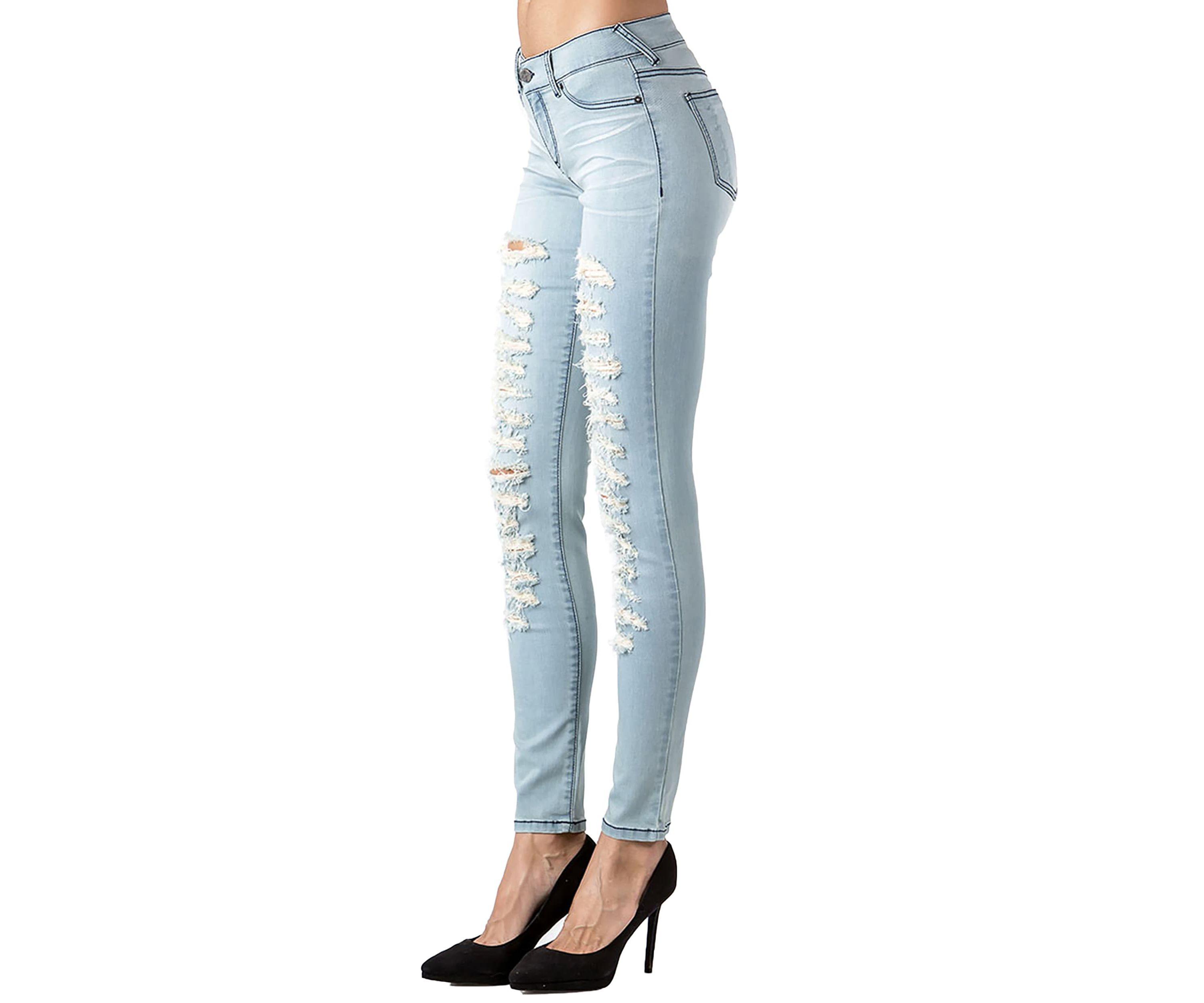 Light Wash Slashed Destroyed Jeans