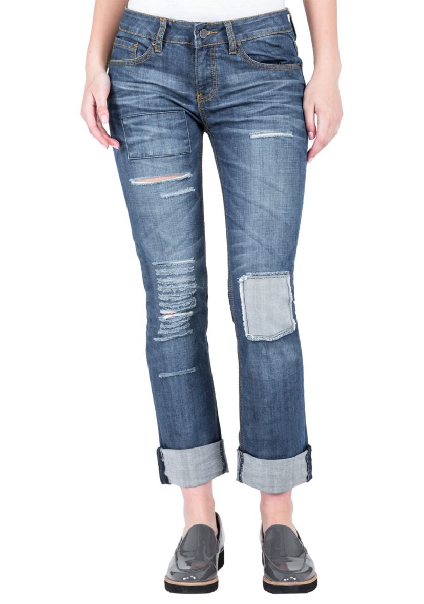 Patched Boyfriend Jeans