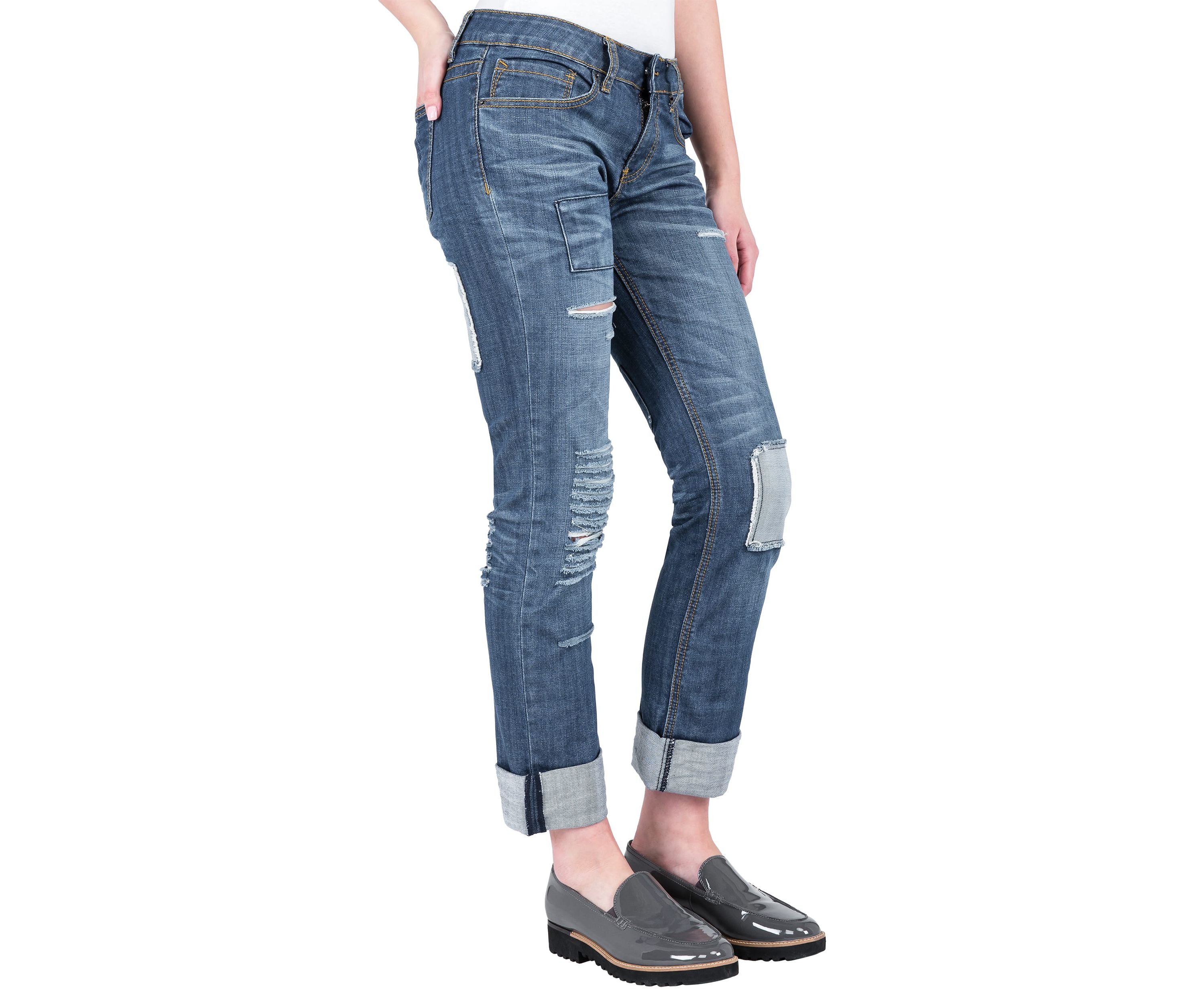 Patched Boyfriend Jeans