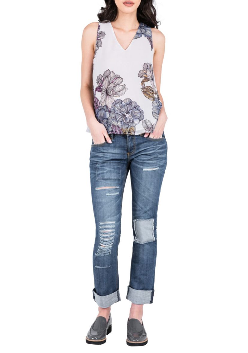 Patched Boyfriend Jeans