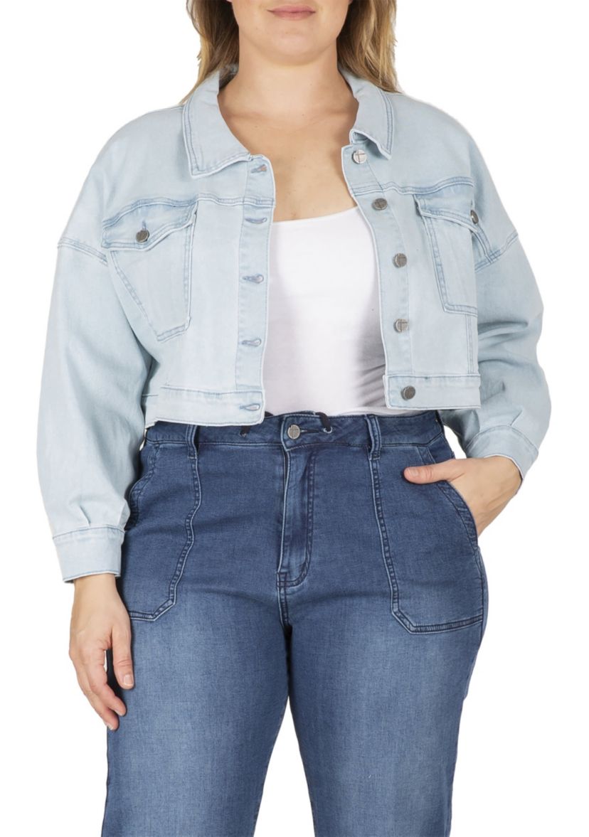 Plus Size Easy Fit Cropped Trucker Jacket