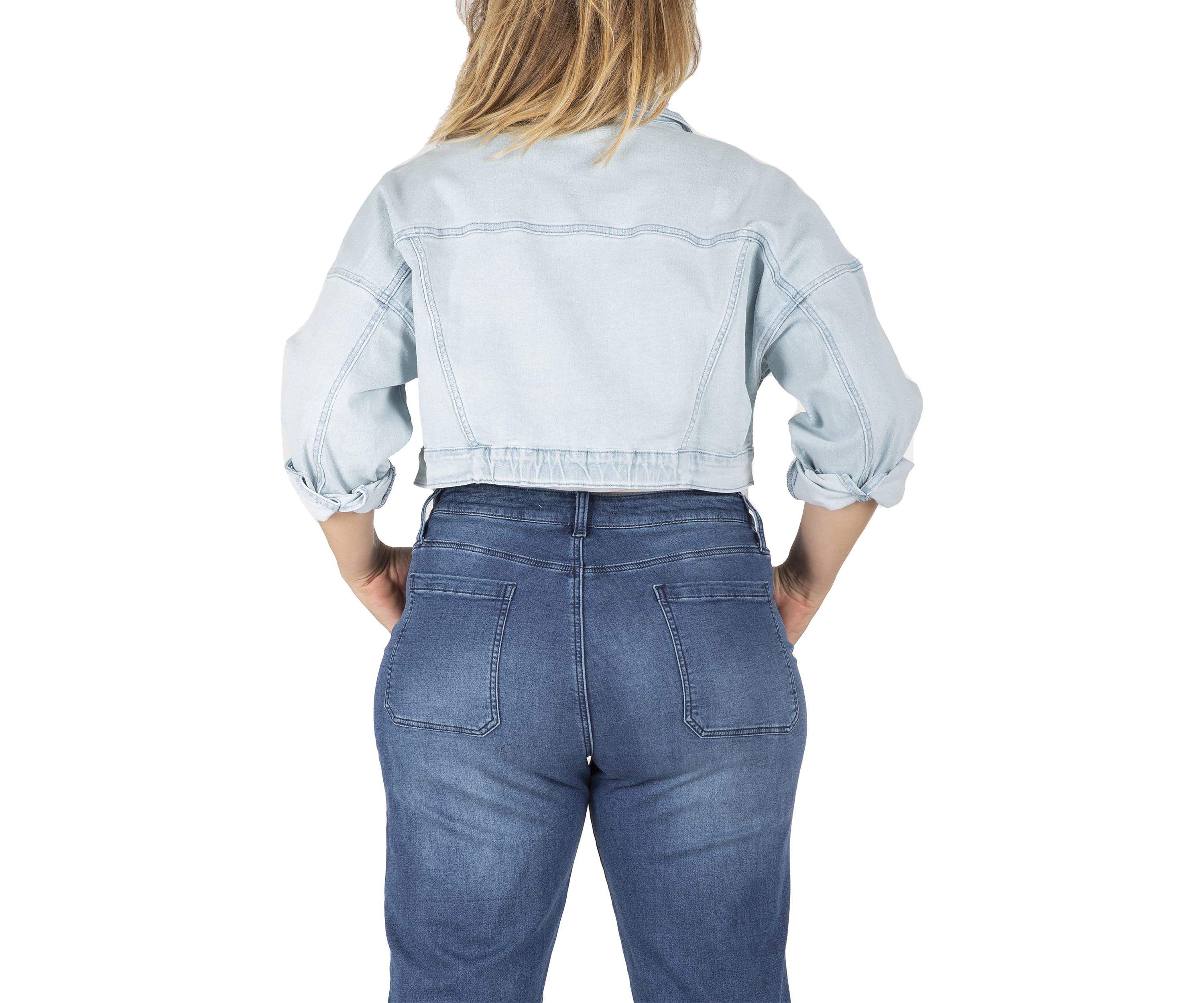 Plus Size Easy Fit Cropped Trucker Jacket