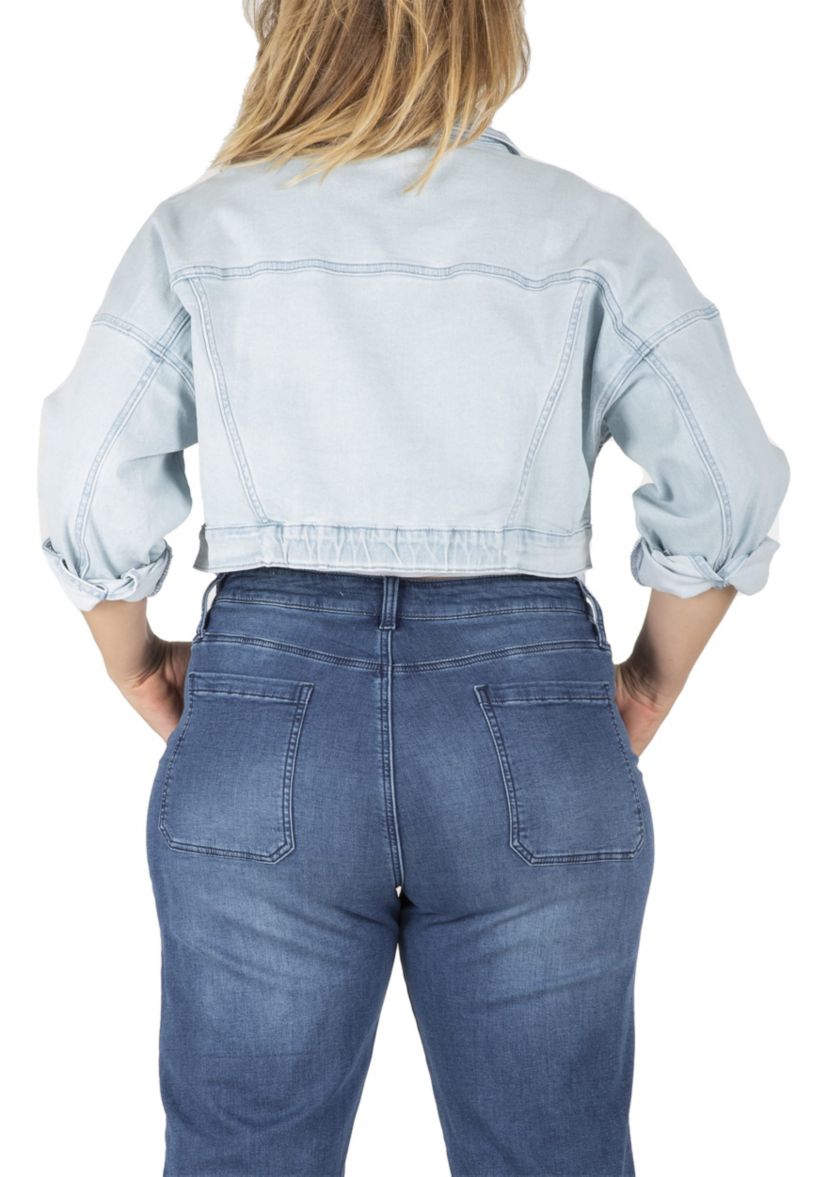 Plus Size Easy Fit Cropped Trucker Jacket