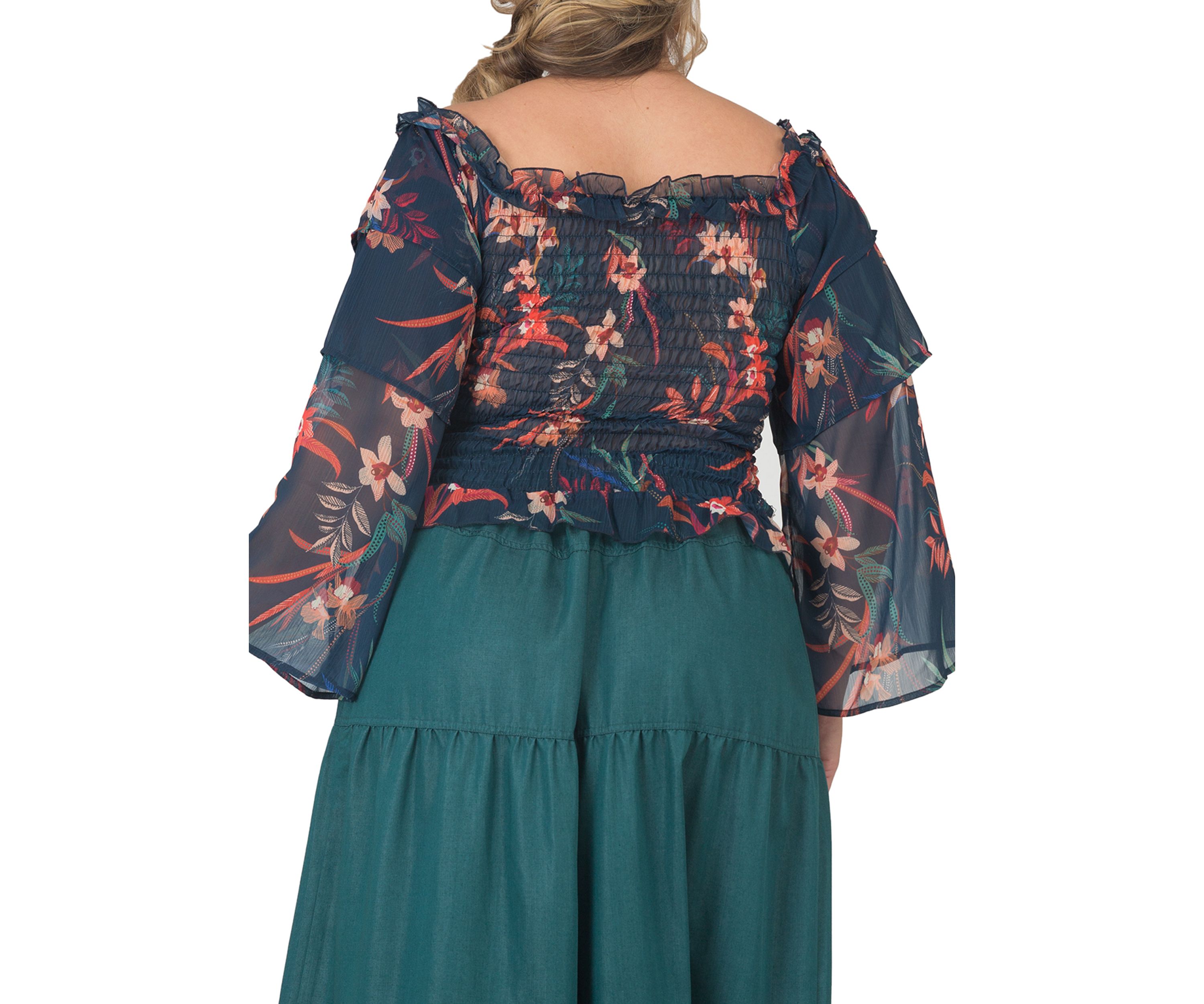 Plus Size Smocked Ruffle Sleeve Top