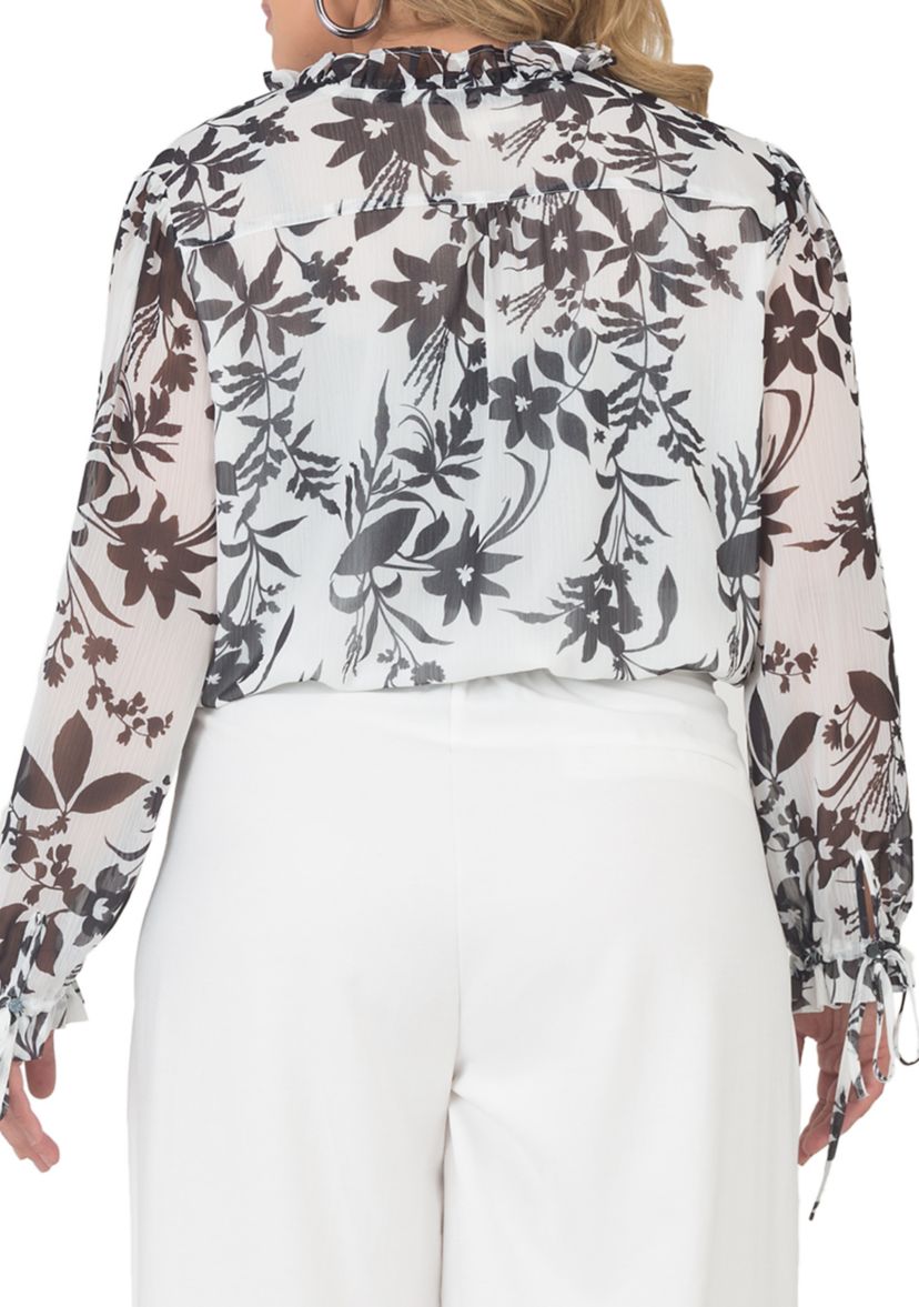 Plus Size Floral Print Prairie Top