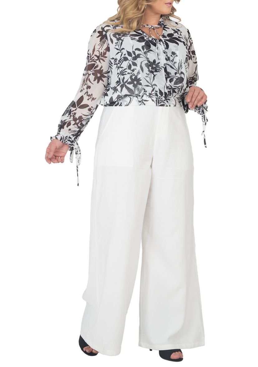 Plus Size Floral Print Prairie Top