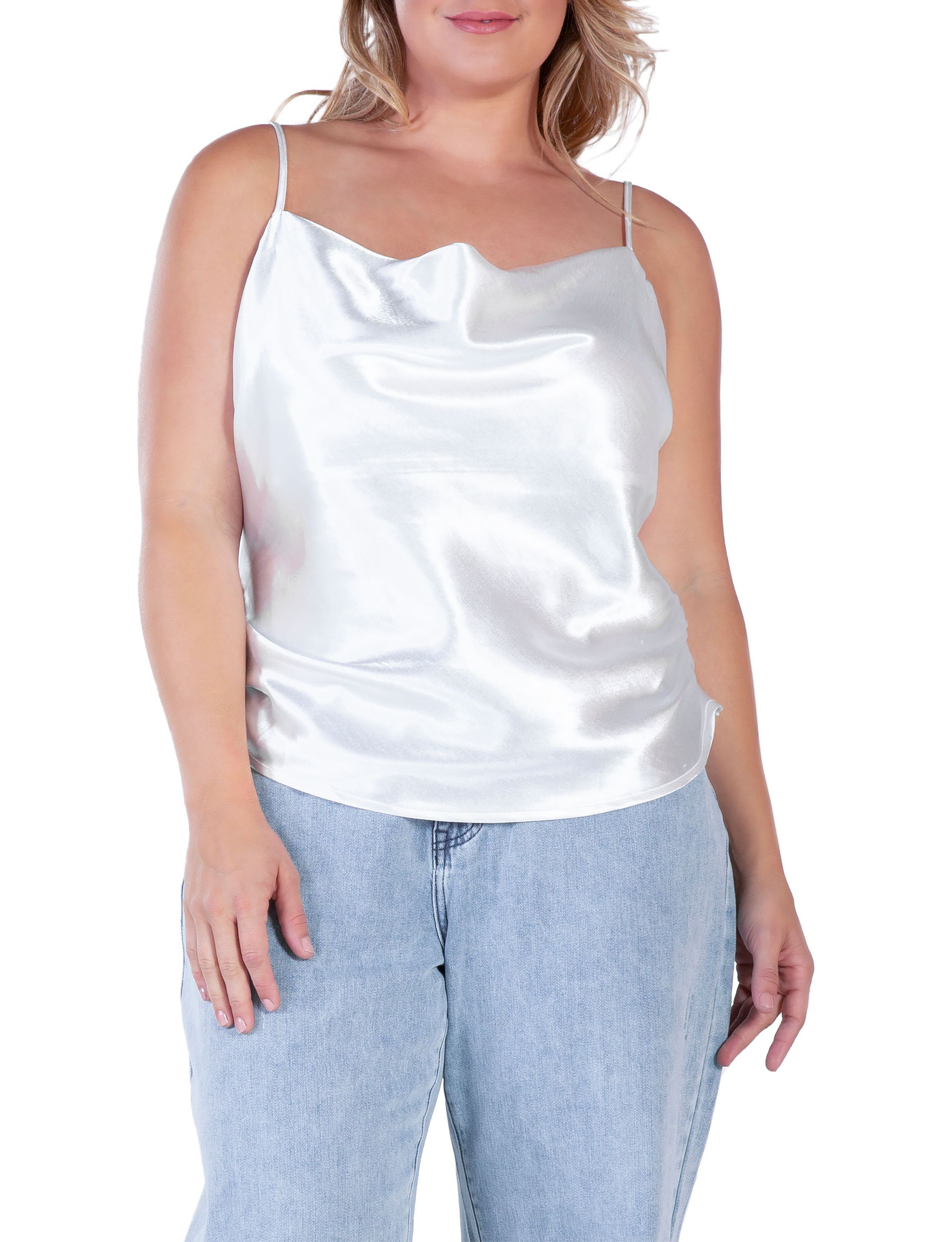 Cowl Neck Satin Crop Top