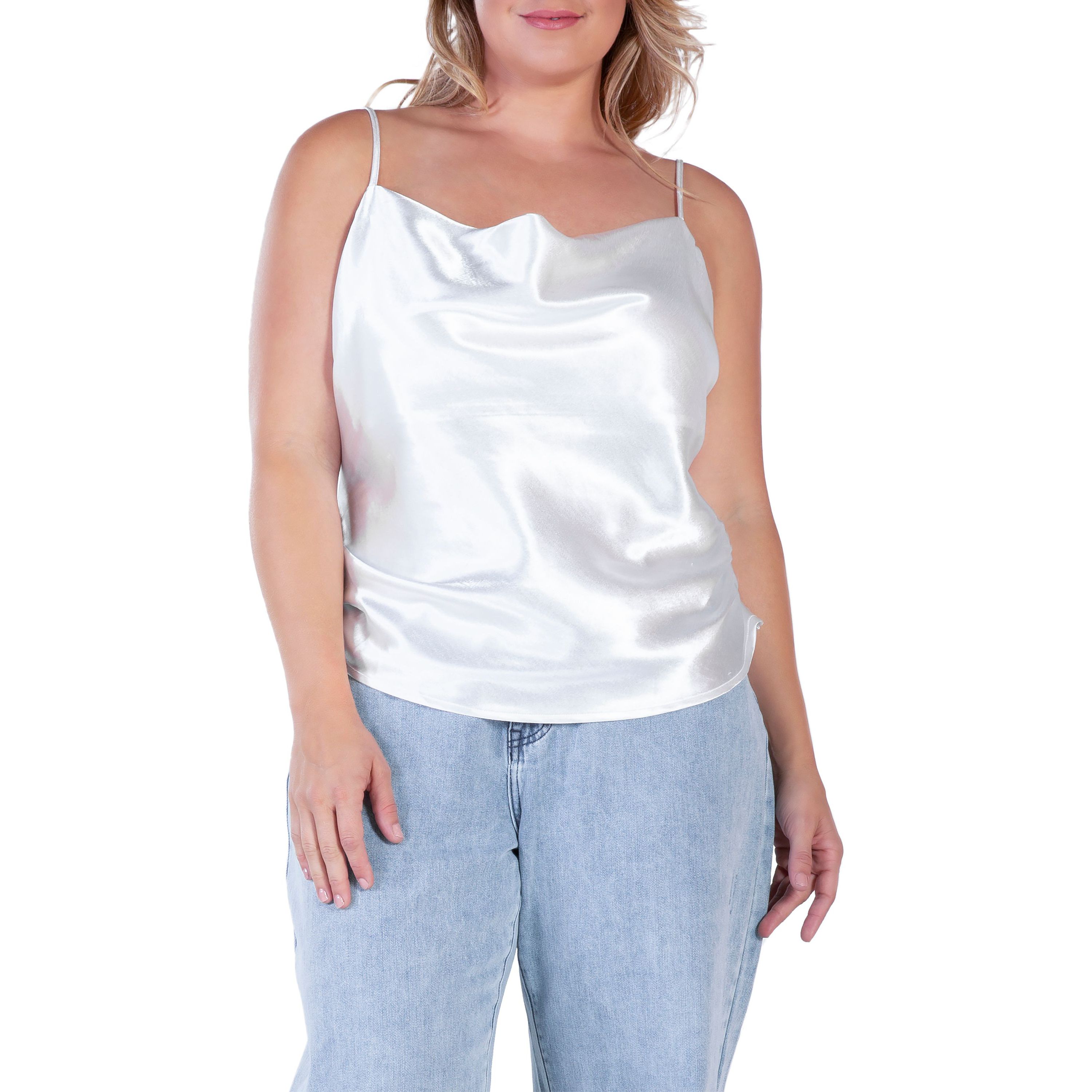 Cowl Neck Satin Crop Top