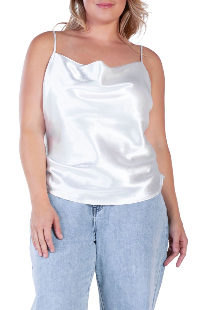 Cowl Neck Satin Crop Top