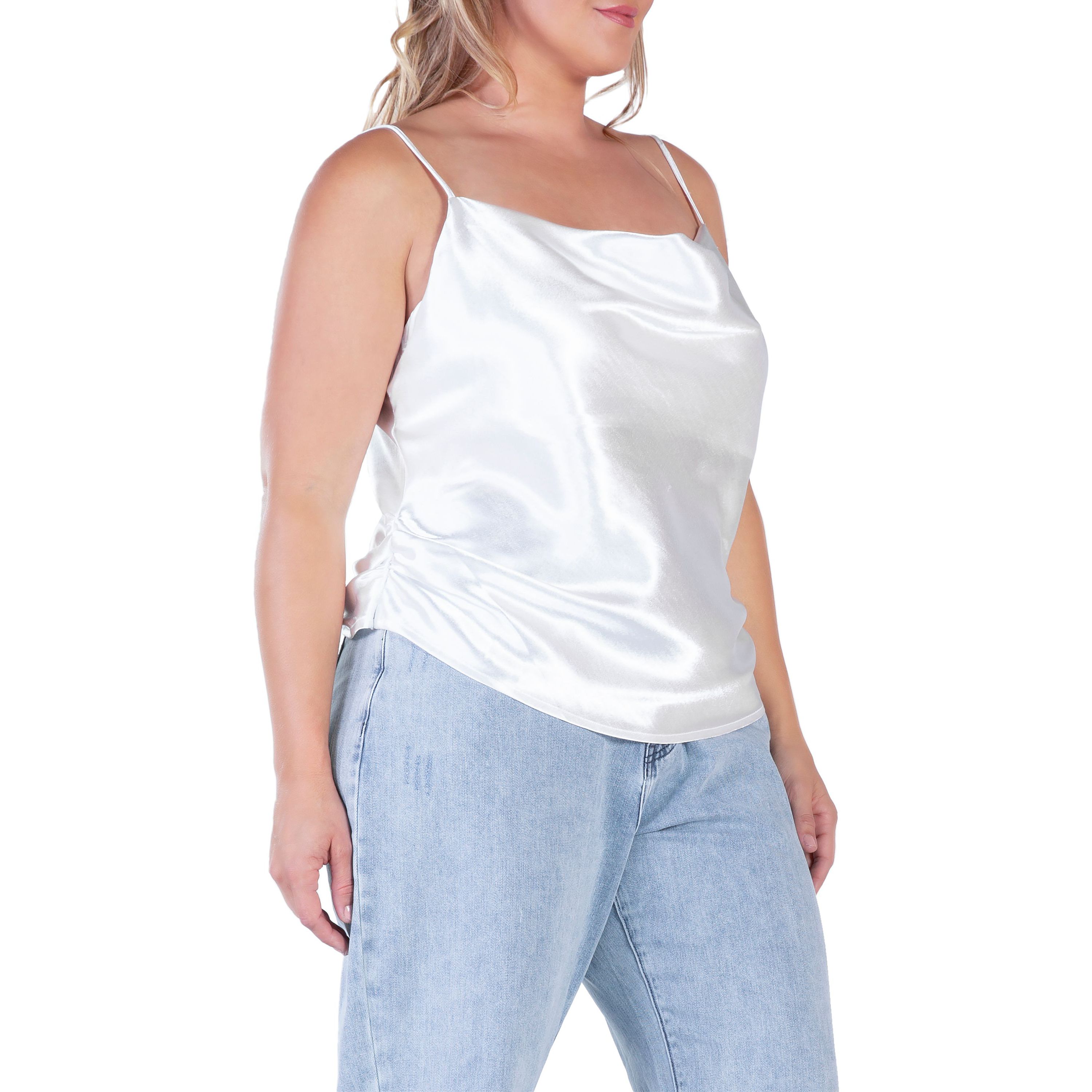 Cowl Neck Satin Crop Top